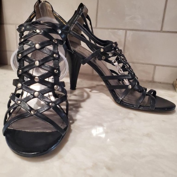 Nine West Shoes - Nine West open toe strappy zip back high heel shoes Sz 7.5
